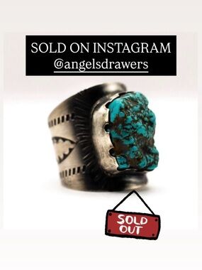 Native Made Alchemist Arby Nugget Turquoise Sterling Silver Ring Size 6.25/6.5